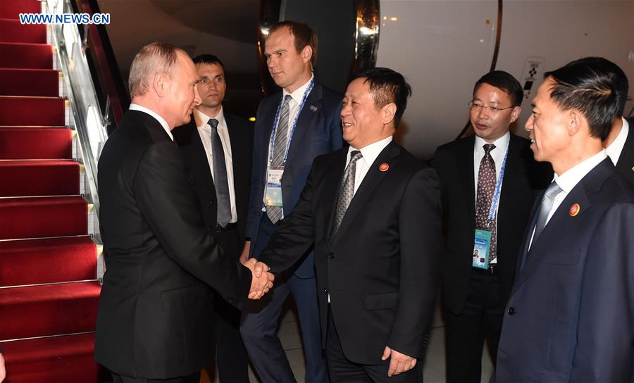 (SCO SUMMIT) CHINA-QINGDAO-SCO-RUSSIA-PUTIN-ARRIVAL (CN)