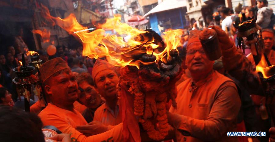 NEPAL-BHAKTAPUR-SINDHOOR JATRA FESTIVAL